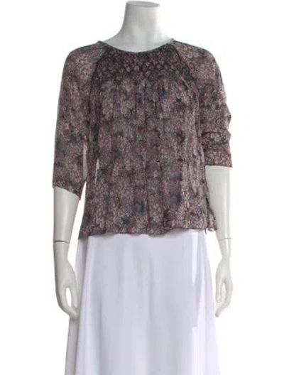 Pre-owned Ulla Johnson Silk Floral Print Blouse In Black