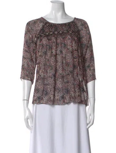 Pre-owned Ulla Johnson Silk Floral Print Blouse In Black
