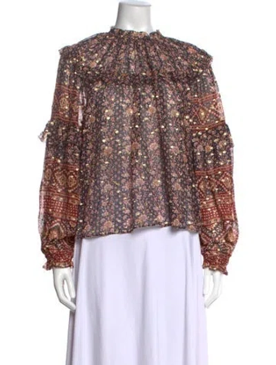 Pre-owned Ulla Johnson Silk Floral Print Blouse In Black/metallic