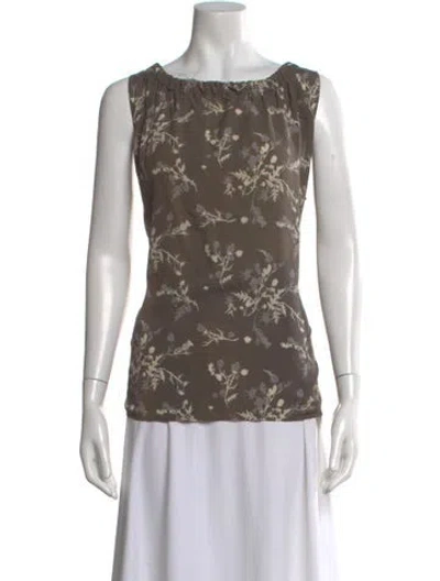 Pre-owned Ulla Johnson Silk Floral Print Blouse In Blue
