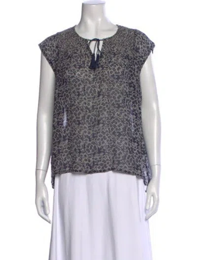 Pre-owned Ulla Johnson Silk Floral Print Blouse In Blue