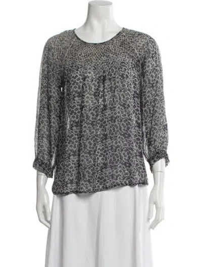 Pre-owned Ulla Johnson Silk Floral Print Blouse In Blue