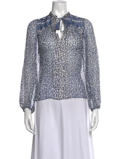 Pre-owned Ulla Johnson Silk Floral Print Blouse In Blue/gold