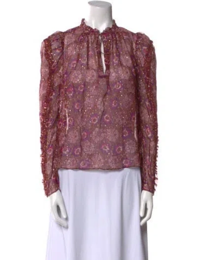 Pre-owned Ulla Johnson Silk Floral Print Blouse In Multi