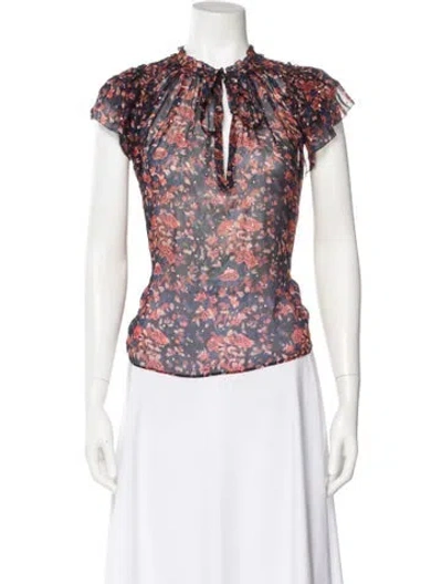 Pre-owned Ulla Johnson Silk Floral Print Blouse In Multi