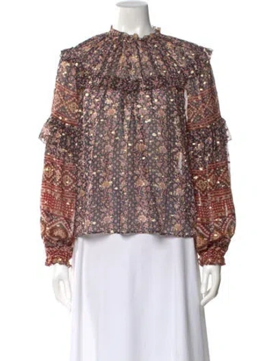 Pre-owned Ulla Johnson Silk Floral Print Blouse In Multi