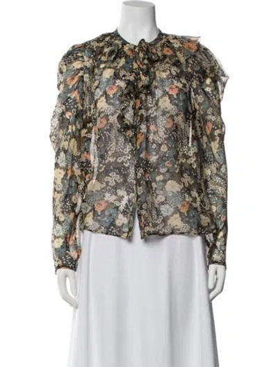 Pre-owned Ulla Johnson Silk Floral Print Blouse In Multi