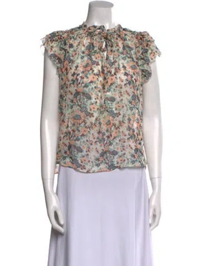 Pre-owned Ulla Johnson Silk Floral Print Blouse In Multi