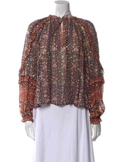 Pre-owned Ulla Johnson Silk Floral Print Blouse In Multi