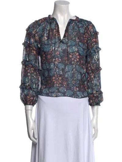 Pre-owned Ulla Johnson Silk Floral Print Blouse In Multi