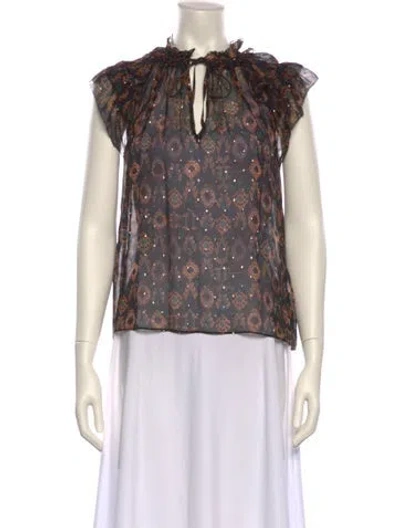 Pre-owned Ulla Johnson Silk Floral Print Blouse In Multi