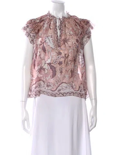 Pre-owned Ulla Johnson Silk Floral Print Blouse In Multi