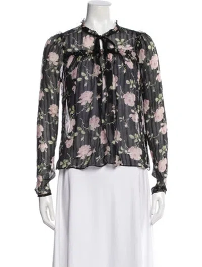 Pre-owned Ulla Johnson Silk Floral Print Blouse In Multi