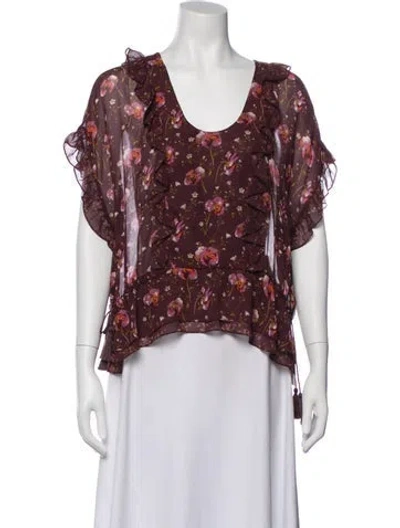Pre-owned Ulla Johnson Silk Floral Print Blouse In Multi