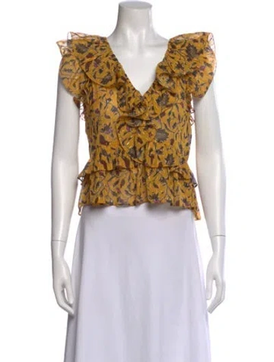 Pre-owned Ulla Johnson Silk Floral Print Blouse In Multi