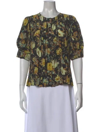 Pre-owned Ulla Johnson Silk Floral Print Blouse In Multi