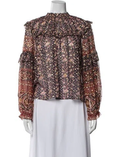 Pre-owned Ulla Johnson Silk Floral Print Blouse In Multi