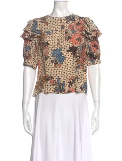 Pre-owned Ulla Johnson Silk Floral Print Blouse In Multi