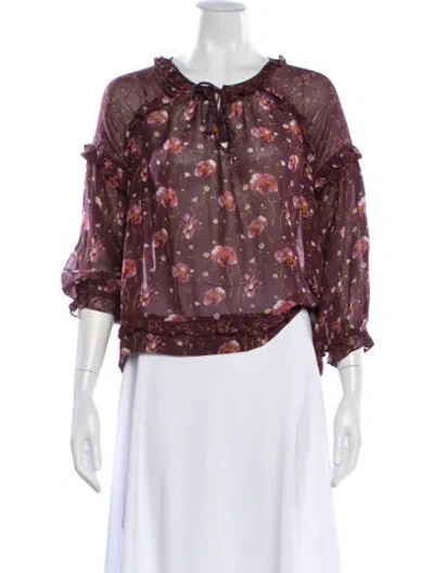Pre-owned Ulla Johnson Silk Floral Print Blouse In Multi