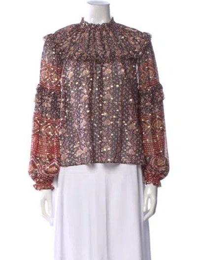 Pre-owned Ulla Johnson Silk Floral Print Blouse In Multi