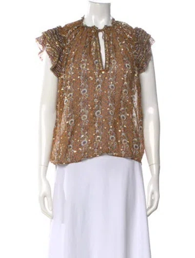 Pre-owned Ulla Johnson Silk Floral Print Blouse In Multi
