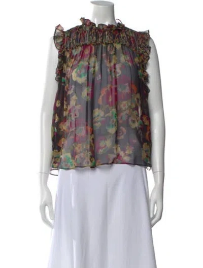 Pre-owned Ulla Johnson Silk Floral Print Blouse In Multi