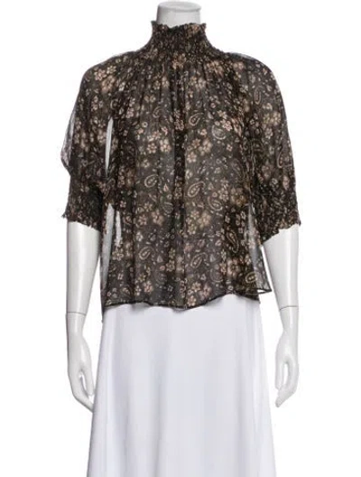 Pre-owned Ulla Johnson Silk Floral Print Blouse In Multi