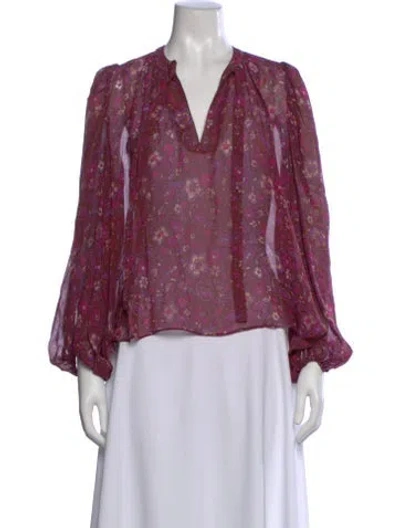 Pre-owned Ulla Johnson Silk Floral Print Blouse In Multi