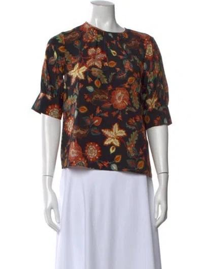 Pre-owned Ulla Johnson Silk Floral Print Blouse In Multi
