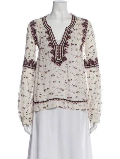 Pre-owned Ulla Johnson Silk Floral Print Blouse In Multi