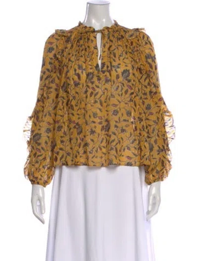 Pre-owned Ulla Johnson Silk Floral Print Blouse In Multi