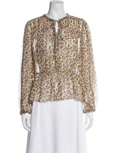 Pre-owned Ulla Johnson Silk Floral Print Blouse In Multi