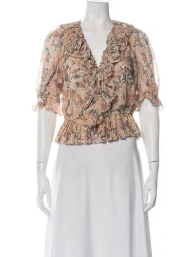 Pre-owned Ulla Johnson Silk Floral Print Blouse In Multi