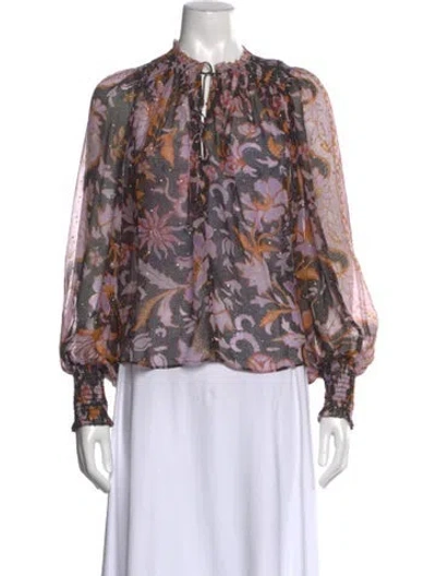Pre-owned Ulla Johnson Silk Floral Print Blouse In Multi