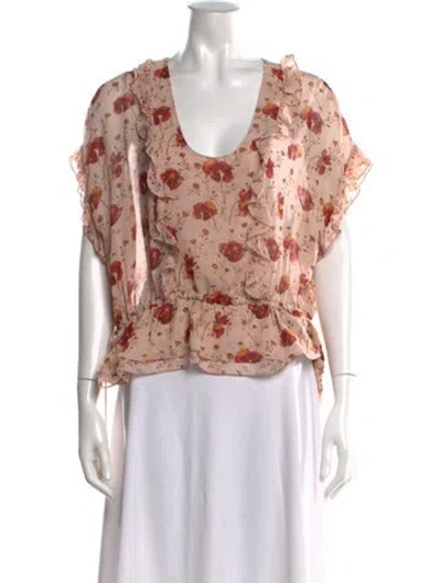 Pre-owned Ulla Johnson Silk Floral Print Blouse In Multi