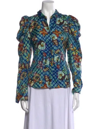 Pre-owned Ulla Johnson Silk Floral Print Blouse In Multi