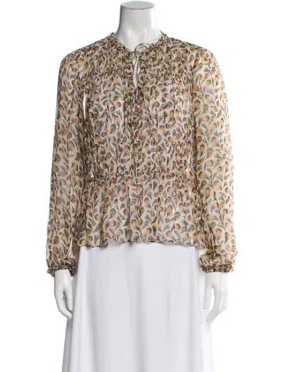 Pre-owned Ulla Johnson Silk Floral Print Blouse In Multi