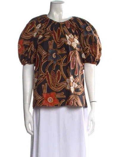 Pre-owned Ulla Johnson Silk Floral Print Blouse In Multi