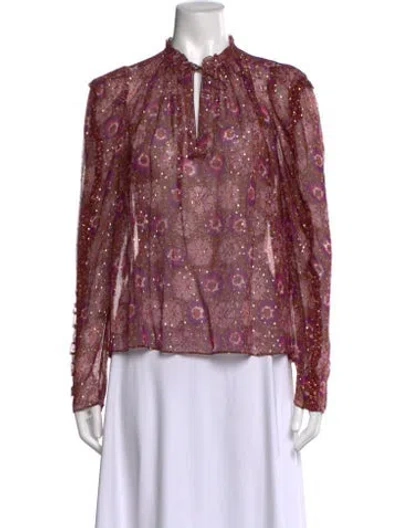 Pre-owned Ulla Johnson Silk Floral Print Blouse In Multi