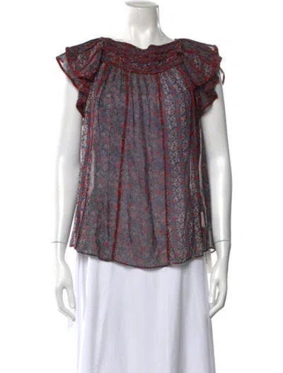 Pre-owned Ulla Johnson Silk Floral Print Blouse In Multi