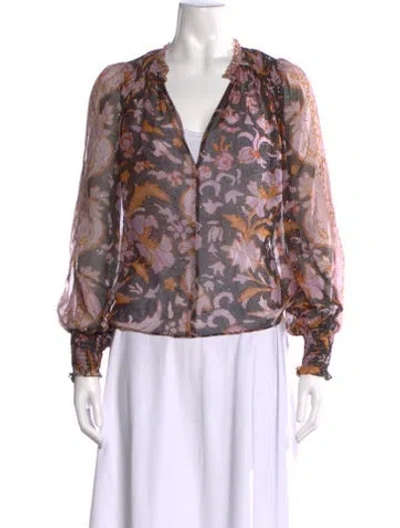 Pre-owned Ulla Johnson Silk Floral Print Blouse In Multi