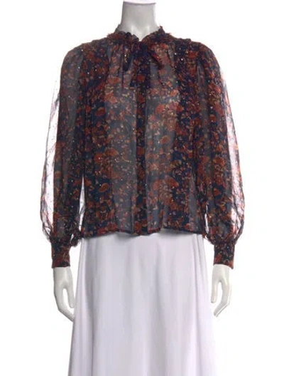 Pre-owned Ulla Johnson Silk Floral Print Blouse In Multicolor