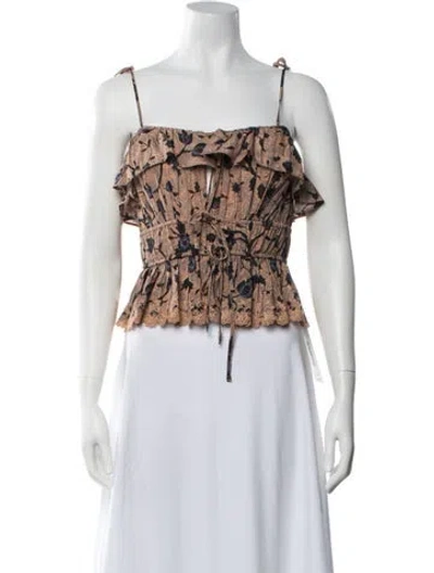 Pre-owned Ulla Johnson Silk Floral Print Blouse In Multicolor