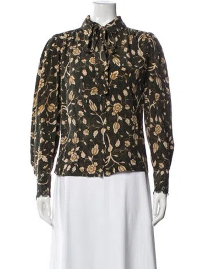 Pre-owned Ulla Johnson Silk Floral Print Blouse In Multicolor