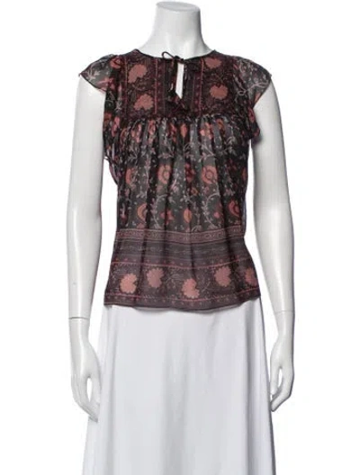 Pre-owned Ulla Johnson Silk Floral Print Blouse In Multicolor
