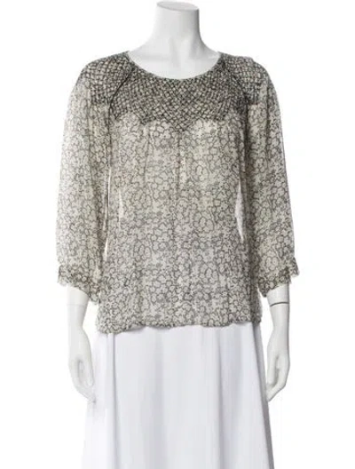 Pre-owned Ulla Johnson Silk Floral Print Blouse In Neutral