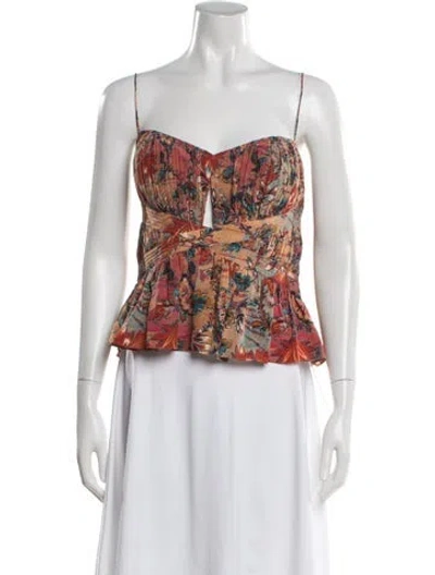 Pre-owned Ulla Johnson Silk Floral Print Blouse In Neutral
