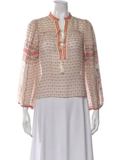 Pre-owned Ulla Johnson Silk Floral Print Blouse In Neutral