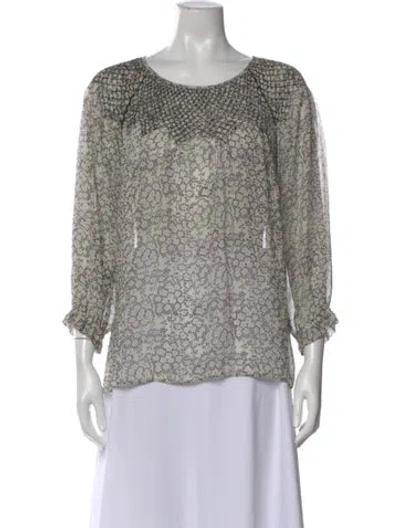 Pre-owned Ulla Johnson Silk Floral Print Blouse In Neutral