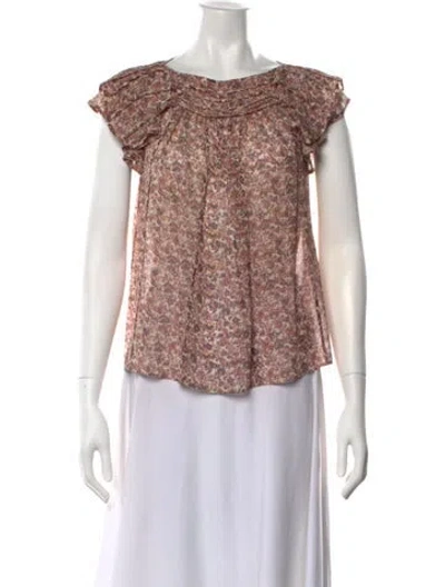 Pre-owned Ulla Johnson Silk Floral Print Blouse In Neutral